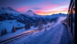 Arrivée par train de nuit au pied des stations : "C'est un réveil de rêve au pied des montagnes